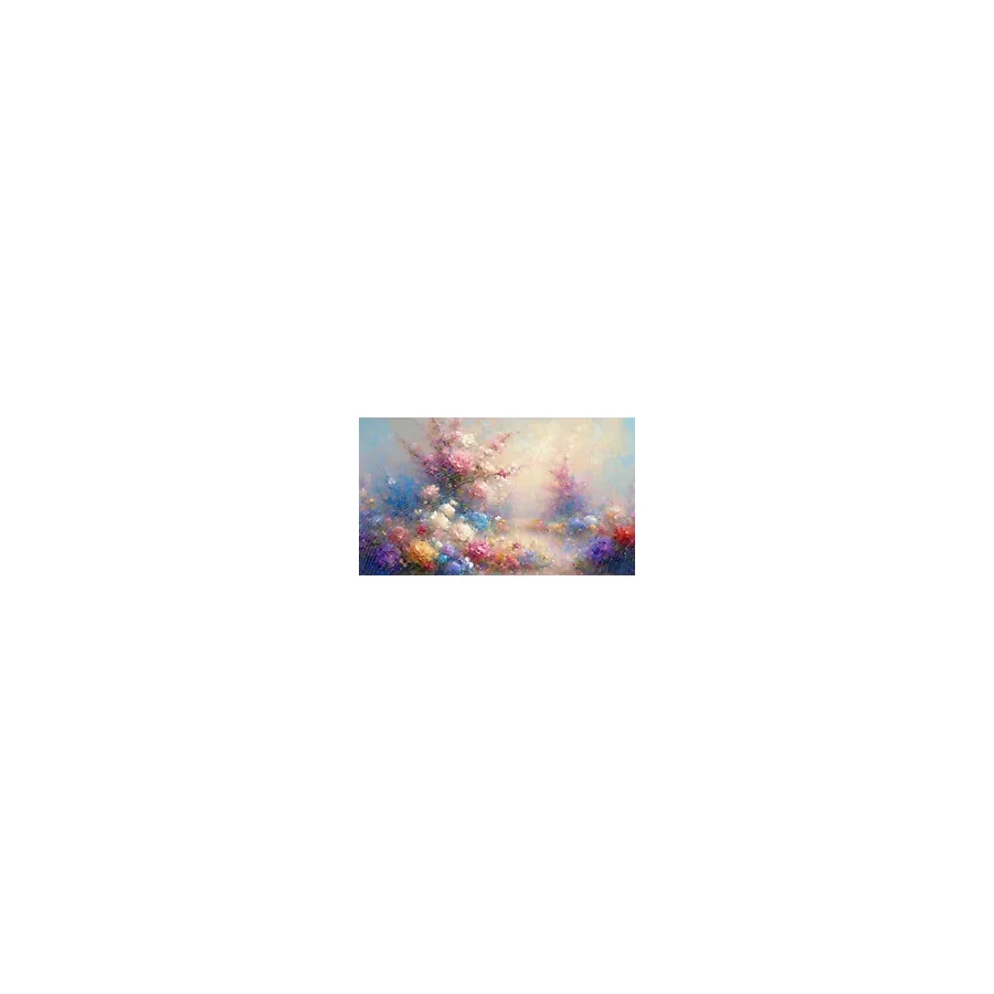 Venspor Çiçekli Bahçe ve Pastel Renkler Arkaplan Romantik Sanat Stili 200 x 150 cm Fon Duvar Örtüsü