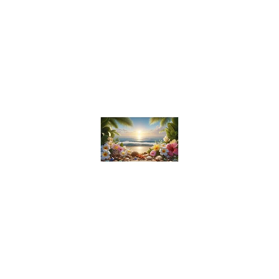 Venspor Tropikal Sahil ve Çiçek Manzaralı Yaz Temalı Duvar Örtüsü, 200X150CM, Fon, Arkaplan - 200 x 150