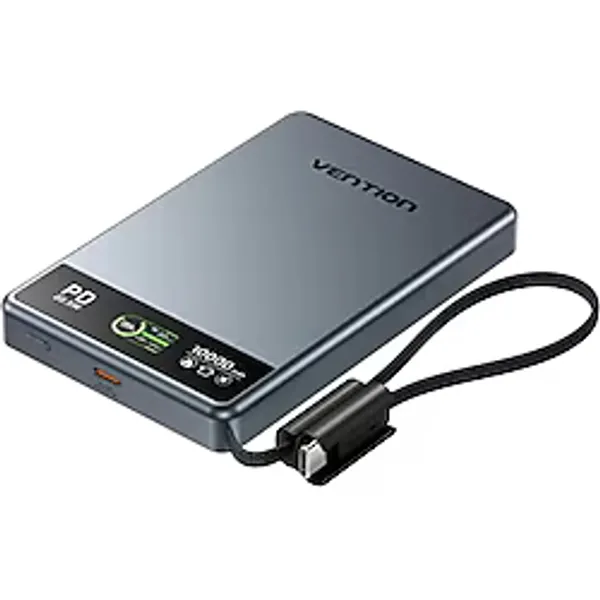 Vention Ultra Slim Serisi 10000Mah Manyetik Kablosuz Powerbank 15W Tft Ekranlı Magsafe'Li Taşınabilir Şarj Aleti