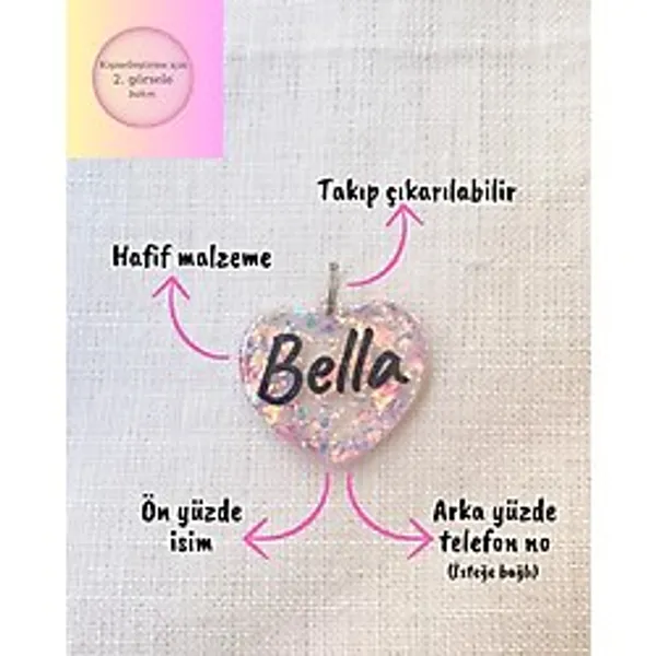 VenüsTakı Kalp Şeklinde Kedi/ Köpek- İsimliği/ Künyesi