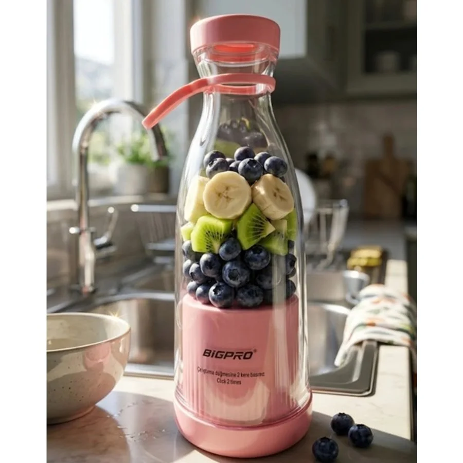 VeraGlobe Buğz Mini Blender USB Şarjlı Smoothie Hazırlayıcı Kolay Temizlenebilir Tasarım