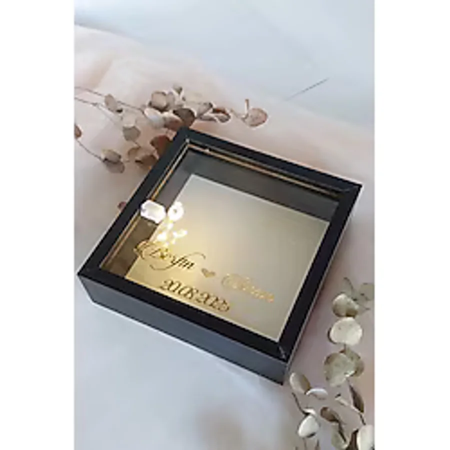 Verda Çerçeve 25x25 Cm Siyah Derin Ledli Anı Çerçevesi-6 Cm Derinlikli Anı Çerçevesi Gül Kutusu