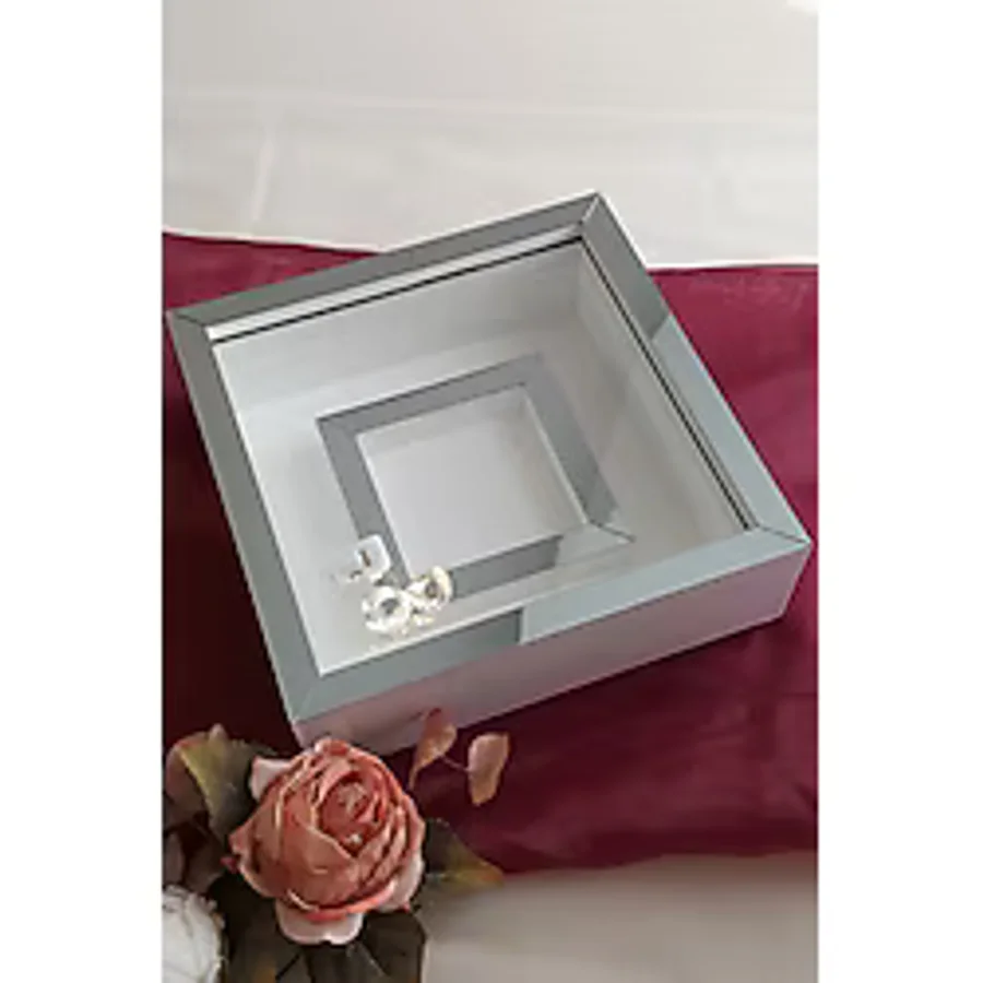 Verda Çerçeve 25x25 Ledli Beyaz-füme Fotoğraf Bölümlü Çerçeve Gül Tasarımlarınız İçin