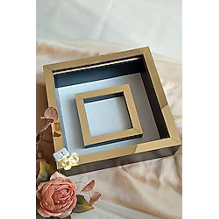 Verda Çerçeve 25x25 Ledli Siyah-gold Fotoğraf Bölümlü Çerçeve Gül Tasarımlarınız İçin