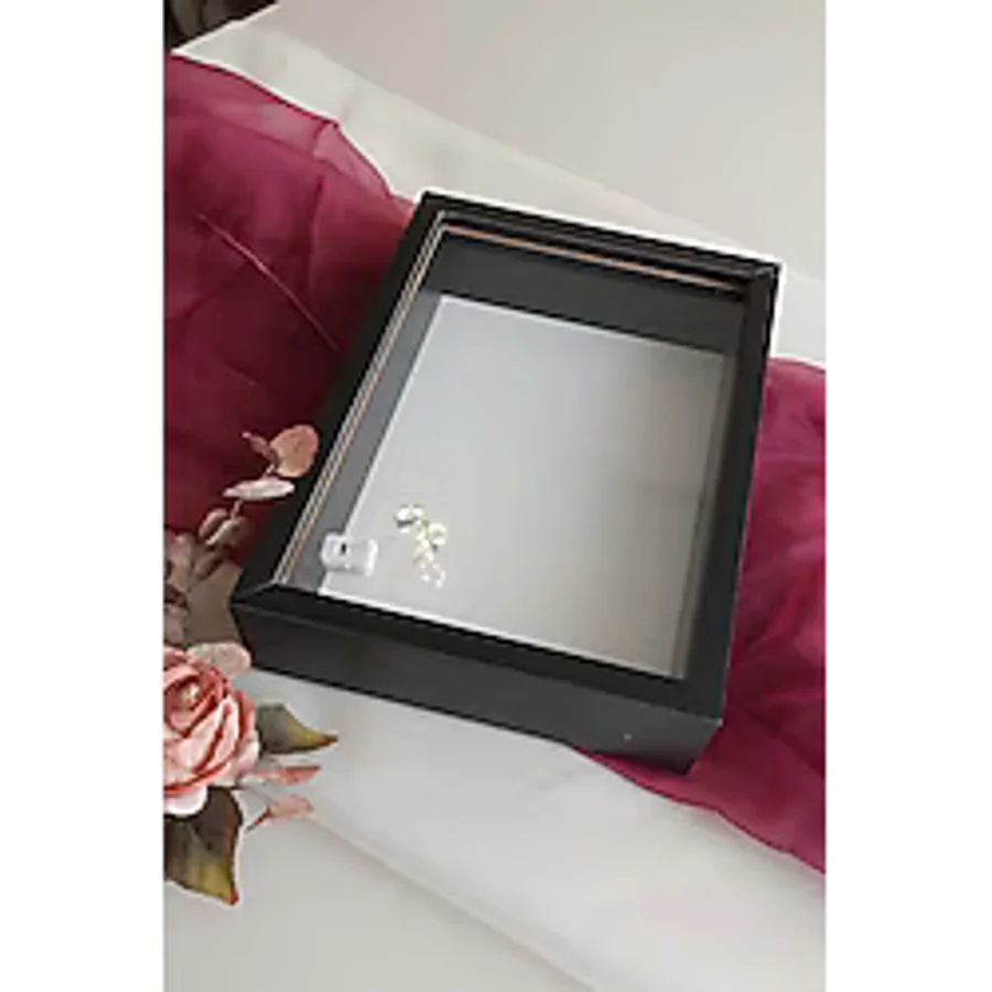 Verda Çerçeve Ledli Yeni Trend 25x35 Cm Siyah Derin Gül Tasarım Çerçevesi! Gül Kutusu Anı Çerçevesi! Isimsiz