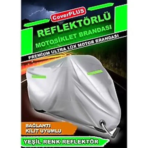 Vespa Gts 125 Supertech Arka Çanta Uyumlu Motor Brandası Motosiklet Branda Yeşil Reflektörlü-Gri