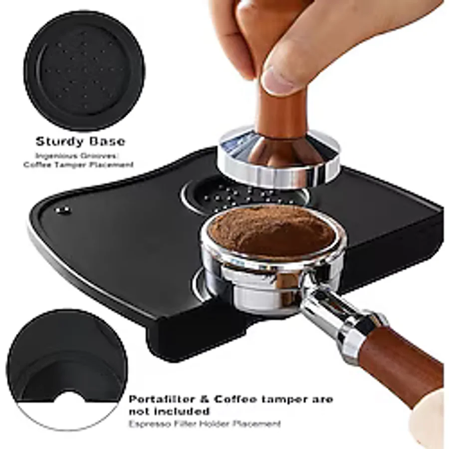 Vestron Espresso Barista Tamper Temper Tamping Mat Düz Taban Siyah Silikon