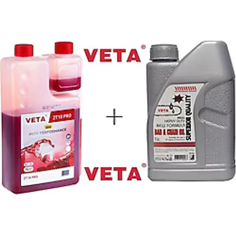 Veta 2 Zamanlı Motor Yağı Ölçekli 1Lt ve Kılavuz Zincir Yağı 1Lt