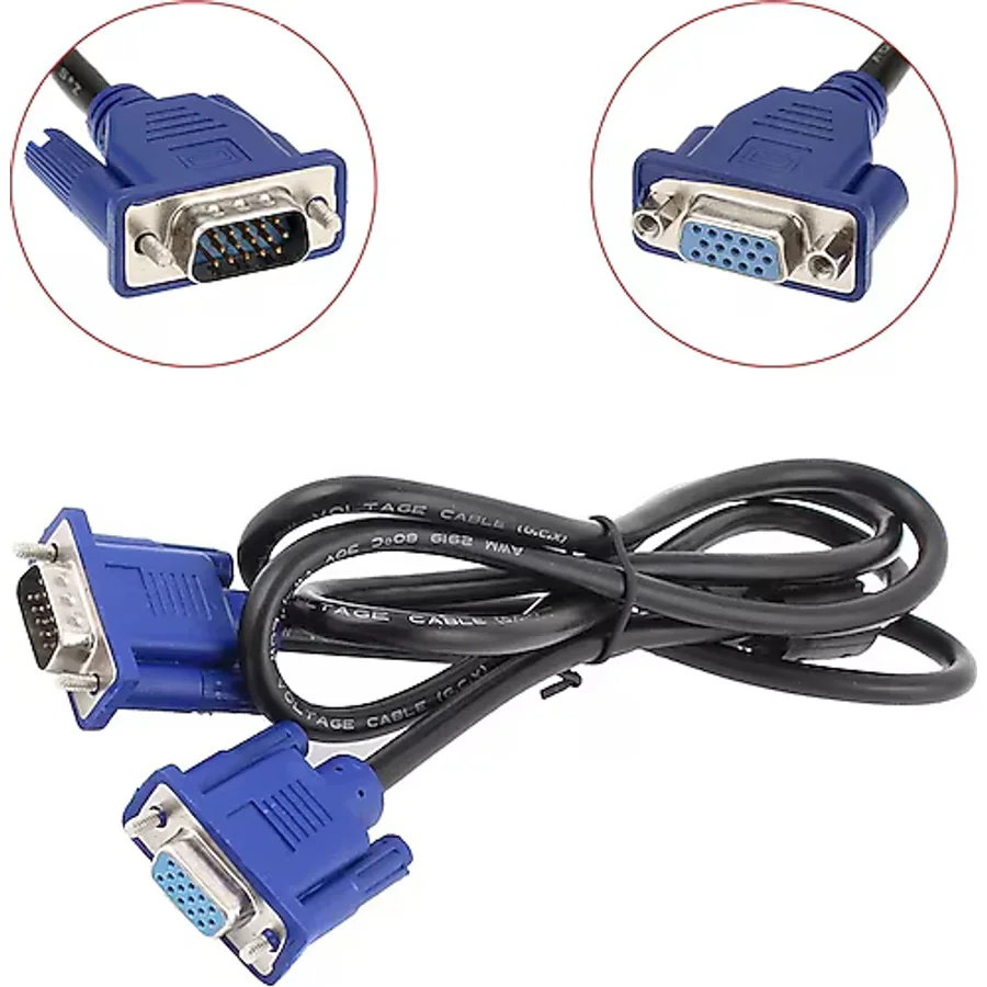 Vga Uzatma Kablosu Erkek / Dişi Vga Kablo 1.5M