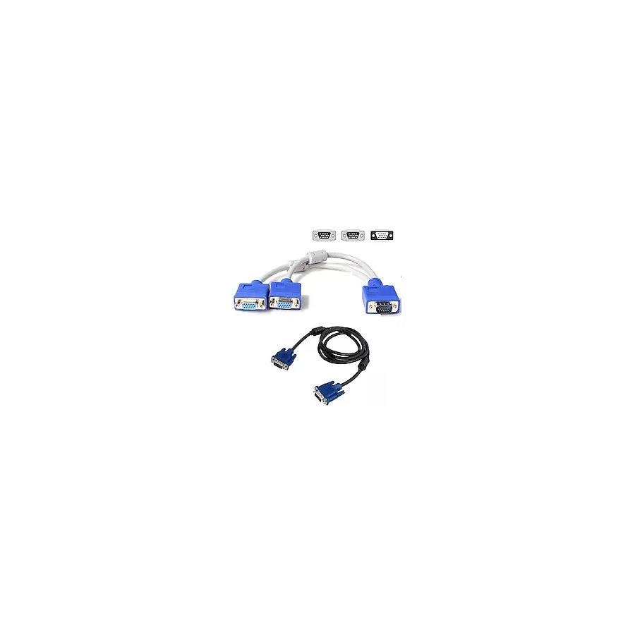 Vga Y Kablo Çoklayıcı Switch Kablosu + VGA KABLO 1.5 Metre