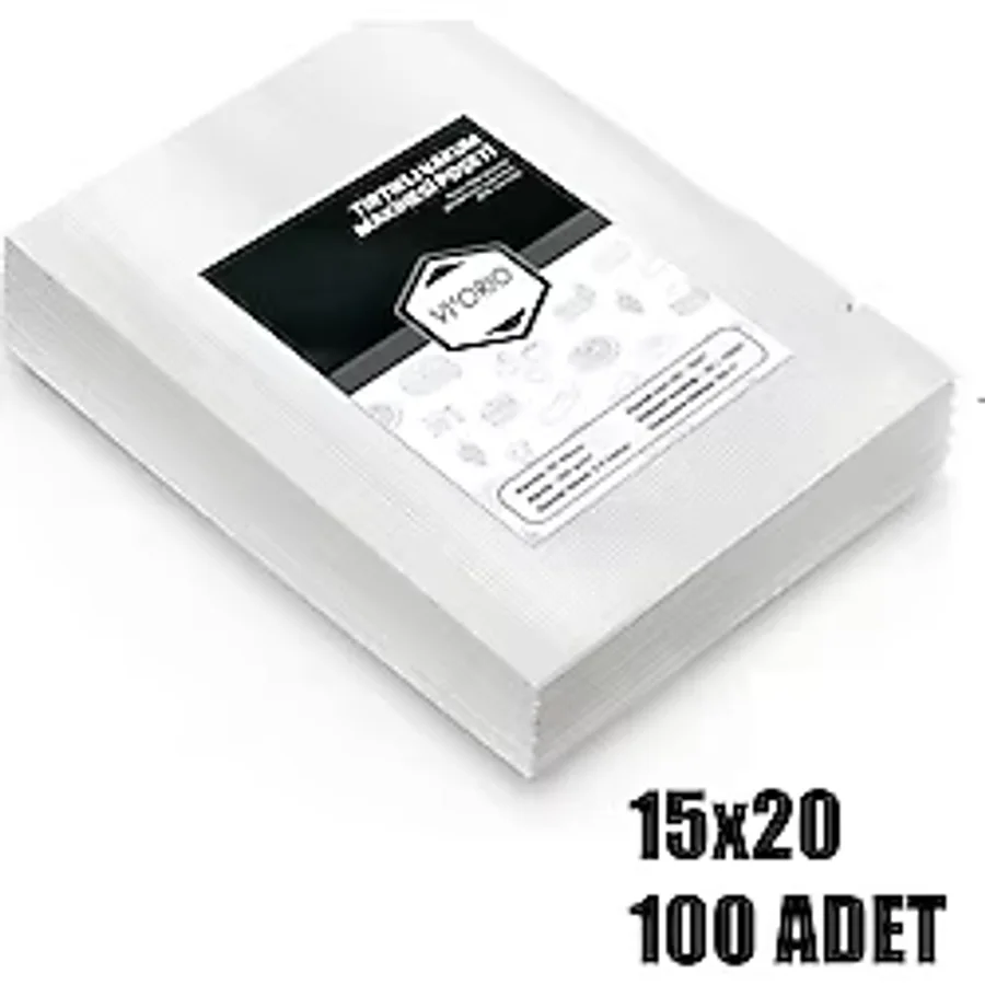 vi'orio 15x20 Tırtıklı Vakum Makinesi Poşeti 100 Adet