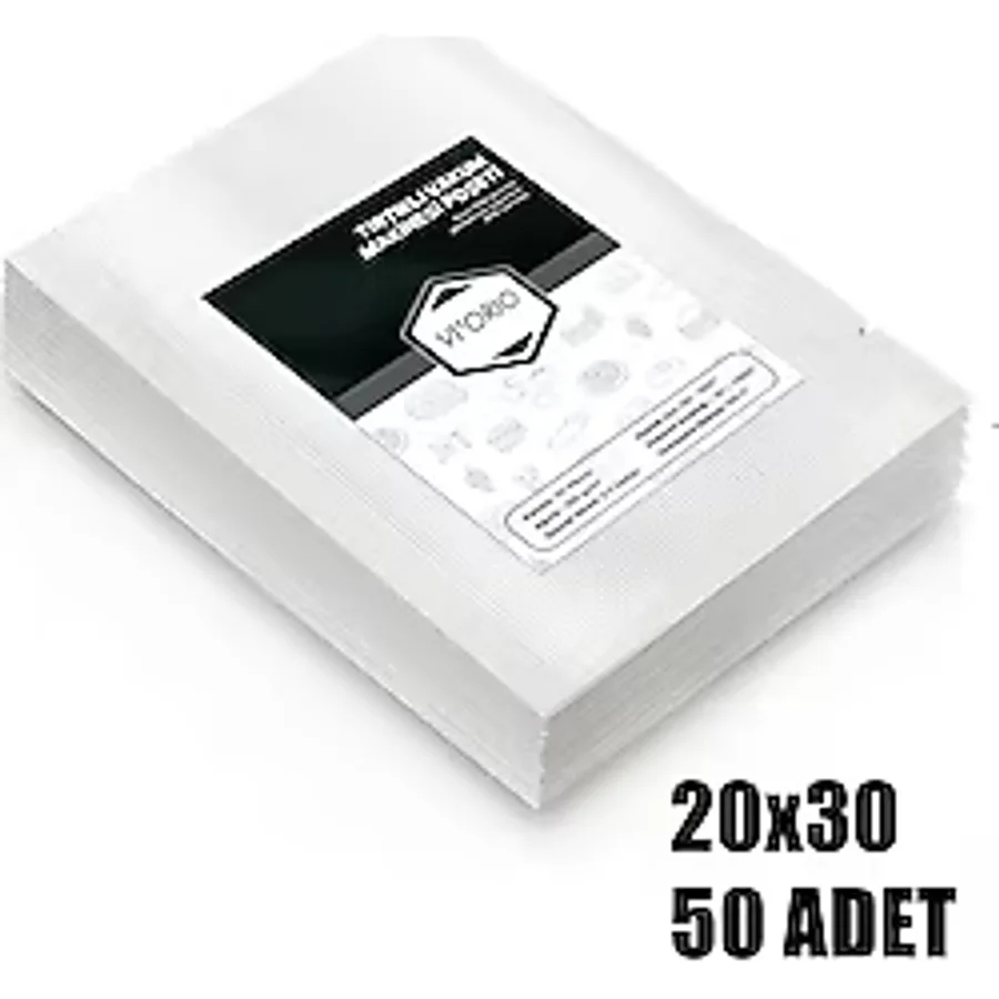 vi'orio 20x30 Tırtıklı Vakum Makinesi Poşeti 50 Adet