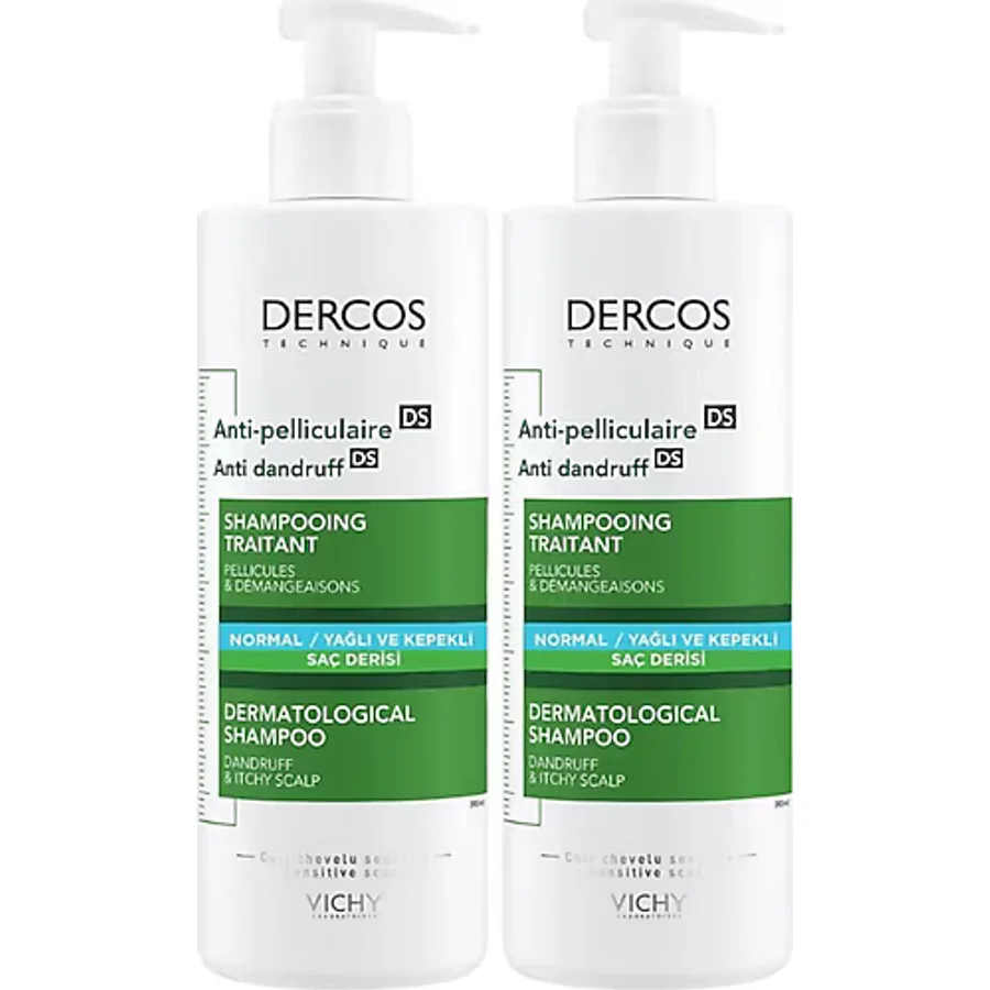 Vichy Dercos Anti-Dandruff Normal ve Yağlı Saçlar için 390 ml 2 Adet Kepek Şampuanı