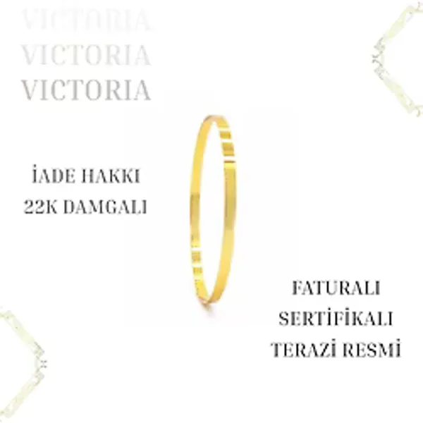 Victoria 2 Gr Yatırımlık Altın 3 Mm Kibrit Çöpü Çocuk Bilezik Sertifikali 22 Ayar Damgalı Faturalı Iade Hakkı