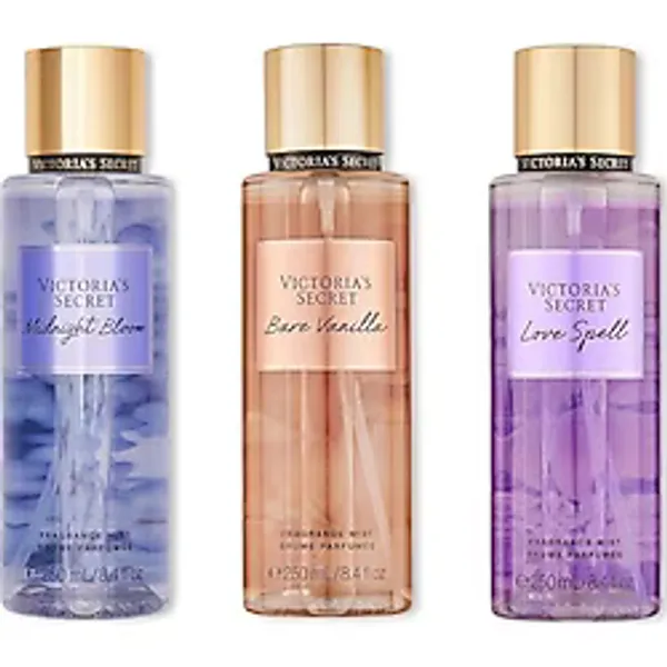 Vıctorıa's Secret Bare Vanilla-Midnight Bloom-Love Spell Vücut Spreyi Üçlü Set