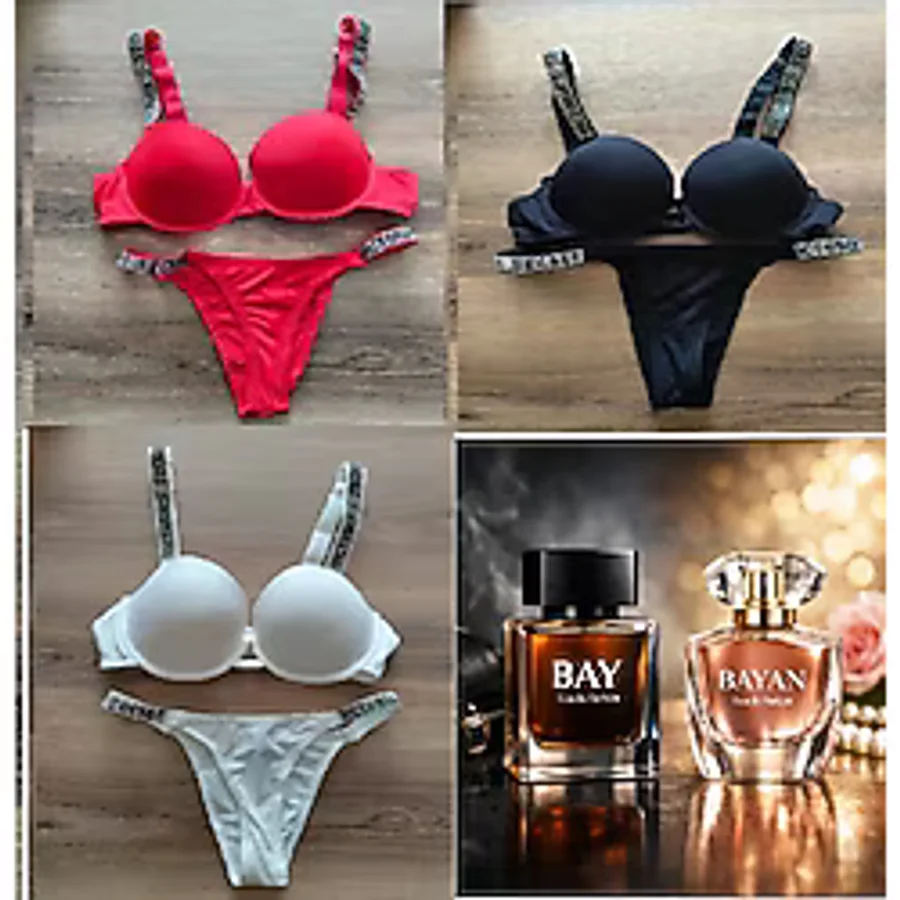 Victoria's Secret Işıltılı Askılı Push-Up Sütyen Takımı+Parfüm