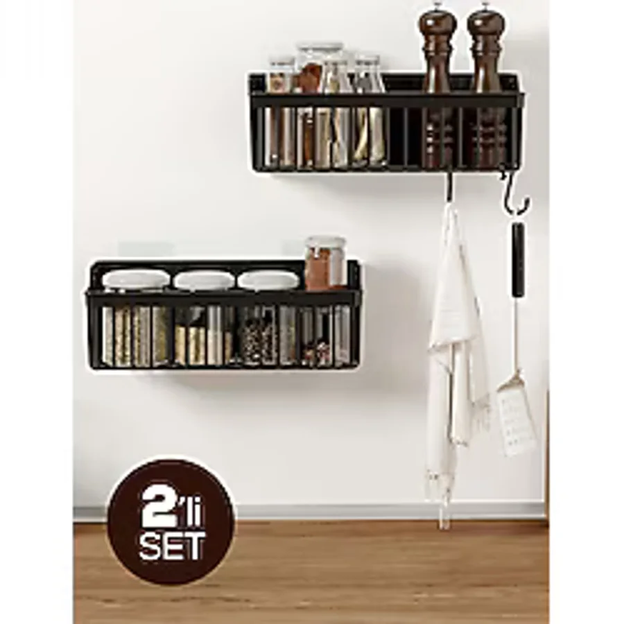 Vienev 2'li Yapışkanlı Banyo-mutfak Organizer Raf