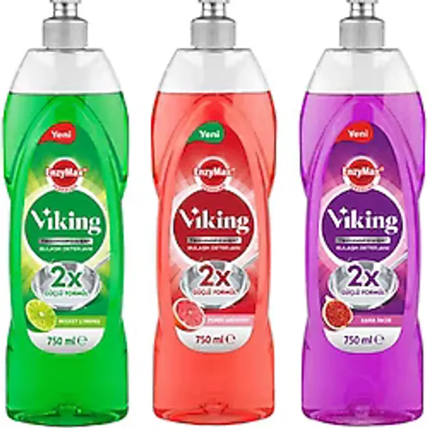 Viking TECHNOPOWER 3'lü Bulaşık Deterjanı Misket Limon, Kara İncir, Greyfurt 750 ml X 3 Adet