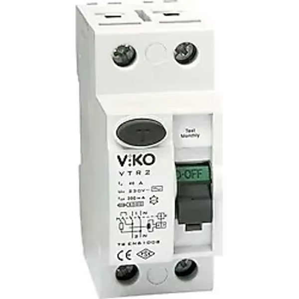 Viko Kaçak Akım Koruma Rölesi 2P 40A 30mA Model VTR2 Elektriksel Güvenlik İçin Uygun