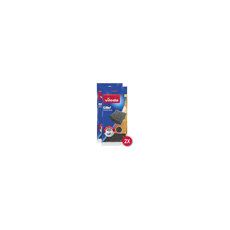 Vileda Glitzi Power Pad Inox Paslanmaz Çelik Bulaşık Teli 2'li x 2 Paket