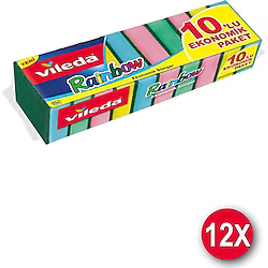 Vileda Rainbow 10'lu 12 Paket Bulaşık Süngeri