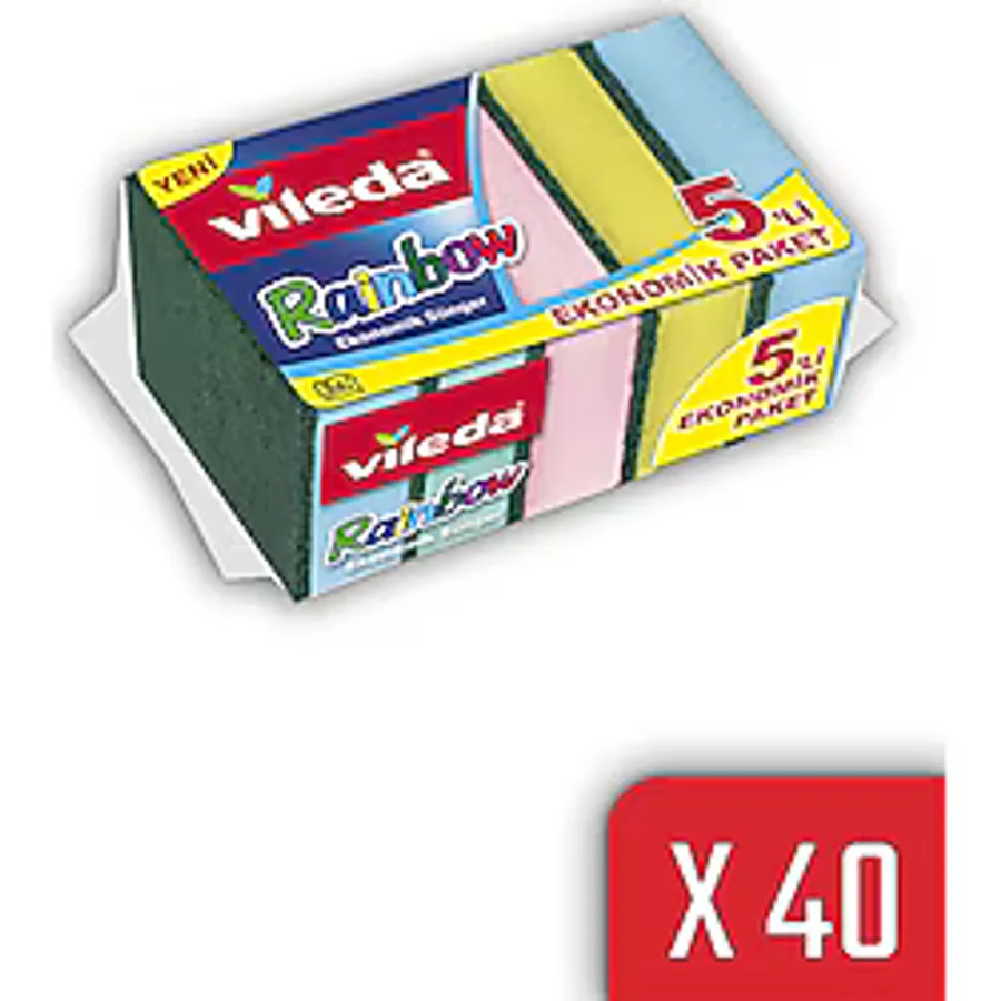Vileda Rainbow 5'li 40 Adet Bulaşık Süngeri