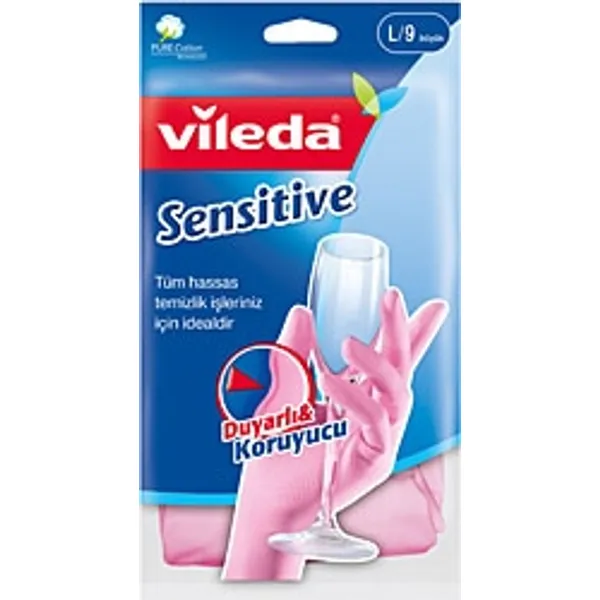 Vileda Sensitive Candy Pink Büyük Boy Temizlik Eldiveni