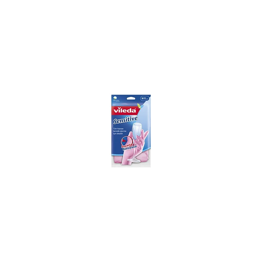 Vileda Sensitive Candy Pink Orta Boy Temizlik Eldiveni