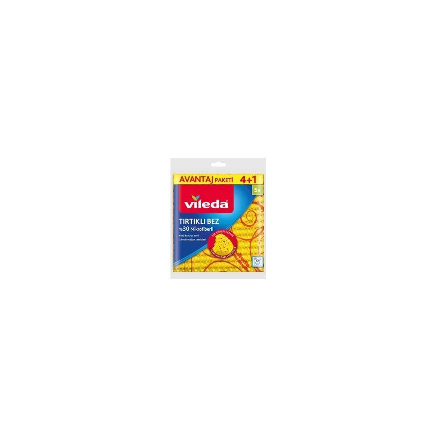 Vileda Tırtıklı %30 Mikrofiber 4+1 Temizlik Bezi