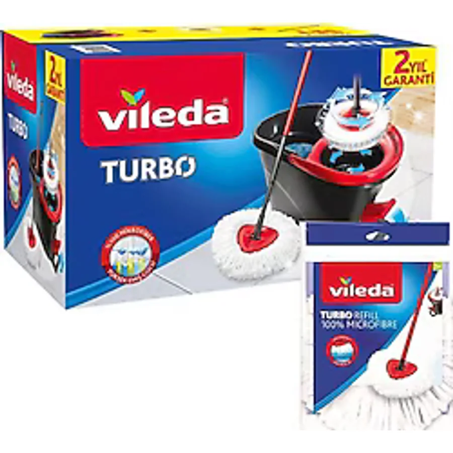 Vileda Turbo Pedallı Temizlik Seti + Üçgen Mikrofiber Yedek Paspas