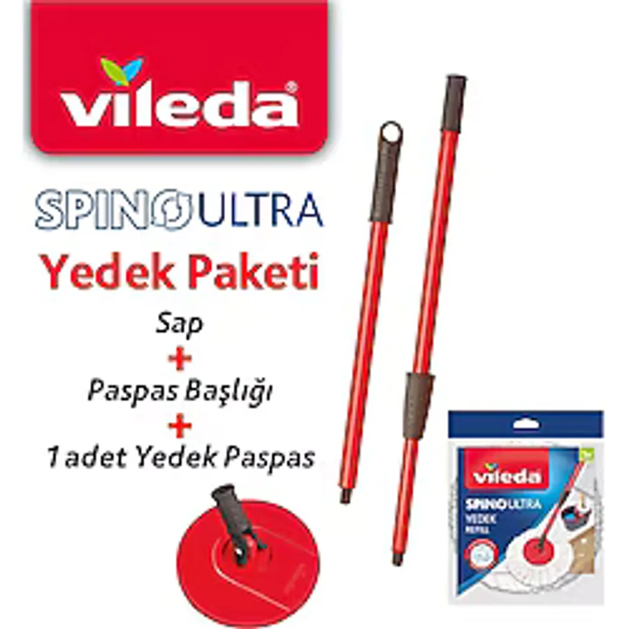 Vileda Vld0000000437 Spino Ultra Yedek Sap + Başlık + Yedek Paspas Paketi Vileda