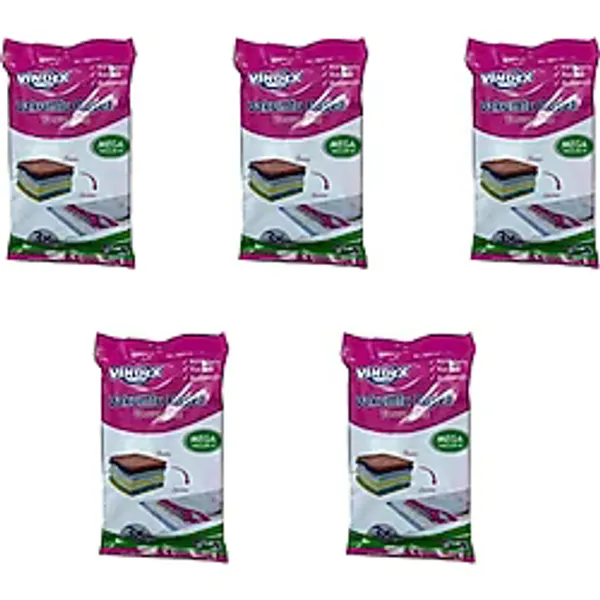 Vindex Vakumlu Giyisi Yastık Yorgan Saklama Torbası Poşeti Hurç - Mega - 100x130 Cm. - 5 Paket