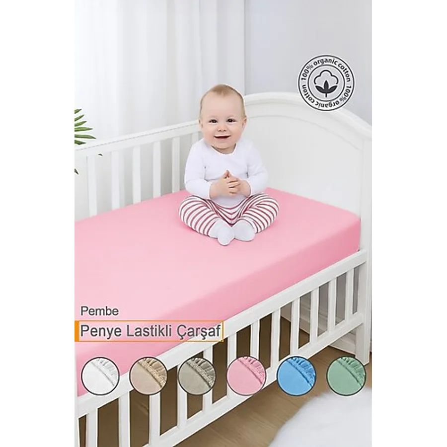Vionel Home %100 Pamuk Penye, Lastikli Bebek Çarşafı, Organik Pamuk, Anne Yanı, Park Beşik Çarşafı
