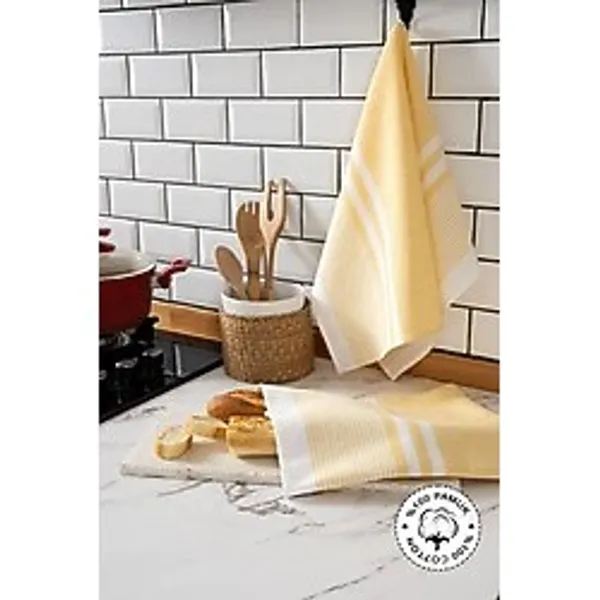 Vionel Home 2'li Kurulama Bezi, %100 Pamuk Yüksek Su Emici, Beslenme Örtüsü, Çok Amaçlı Servis Peçetesi 45x60cm Sari Sarı