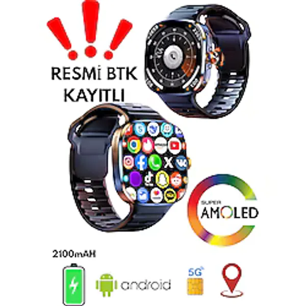 vıonex 5G Android Akıllı Saat SIM Kartlı WiFi NFC GPS AMOLED Ekran Spor ve Sağlık Tracker
