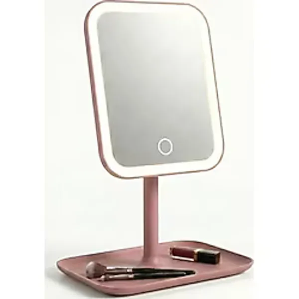 Vios Store LED Işıklı Masaüstü Makyaj Aynası - Dokunmatik Sensörlü, Parlaklık Ayarlı ve Organizer Tabanlı Taşınabilir Kozmetik Aynası - USB Bağlantılı Profesyonel Bakım ve Makyaj Standı