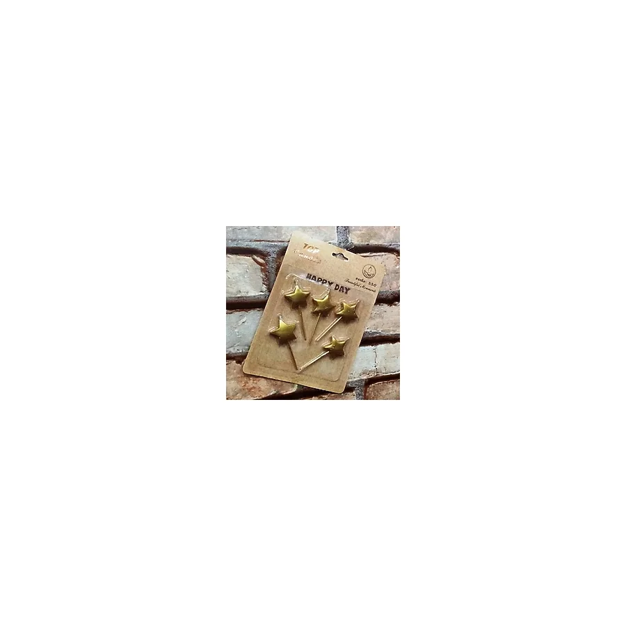 VIP GOLD STAR HAPPY BIRTHDAY CANDLE 5 ADET METALİK ALTIN YILDIZLI PASTA MUMU YILDIZ DOĞUM GÜNÜ MUMU