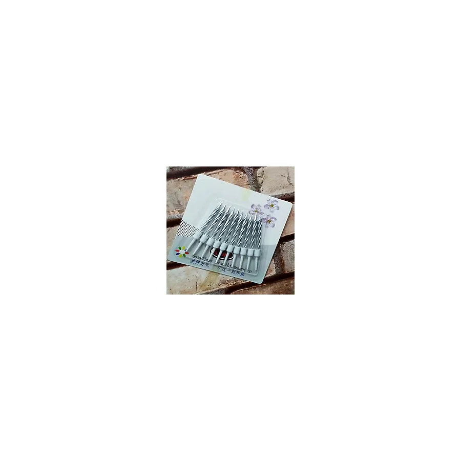 Vıp Kalite Burgulu Gümüş Pasta Mumu Gümüş Doğum Günü Mumu 10 Adet Gümüş Mum Decor Silver Bırthday Candle