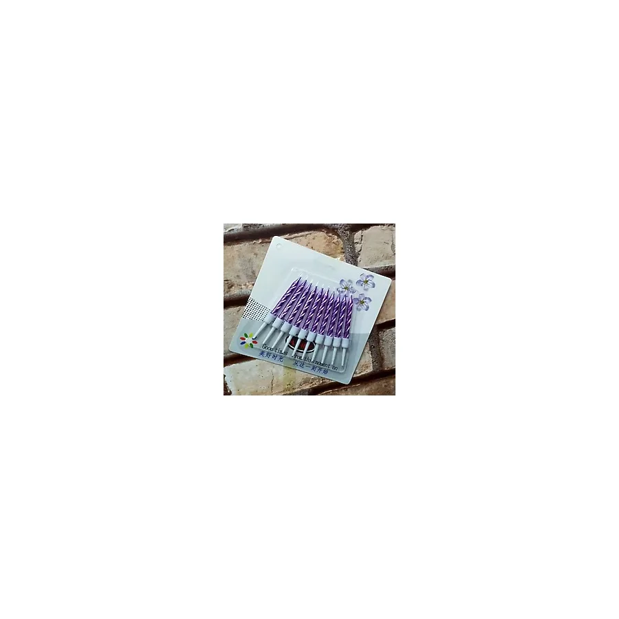 Vıp Kalite Burgulu Lila Pasta Mumu Lila Doğum Günü Mumu 10 Adet Lila Mum Decor Purple Bırthday Candle