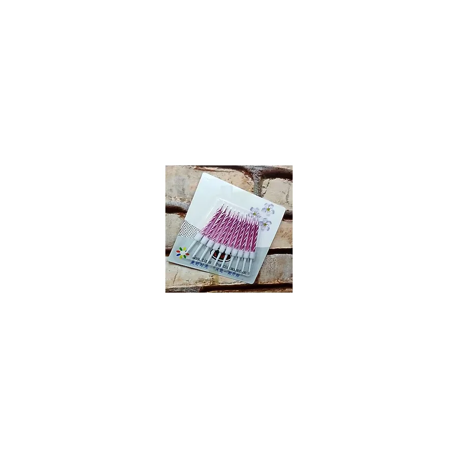 Vıp Kalite Burgulu Pembe Pasta Mumu Pembe Doğum Günü Mumu 10 Adet Pembe Mum Decor Pink Bırthday Candle