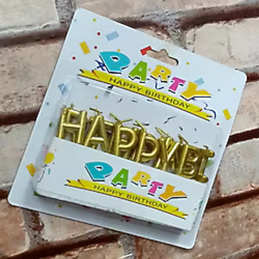 Vıp Kalite Parlak Metalik Gold Happy Bırthday Pasta Mumu Gold Doğum Günü Mumu Gold Happy Bırthday Candle