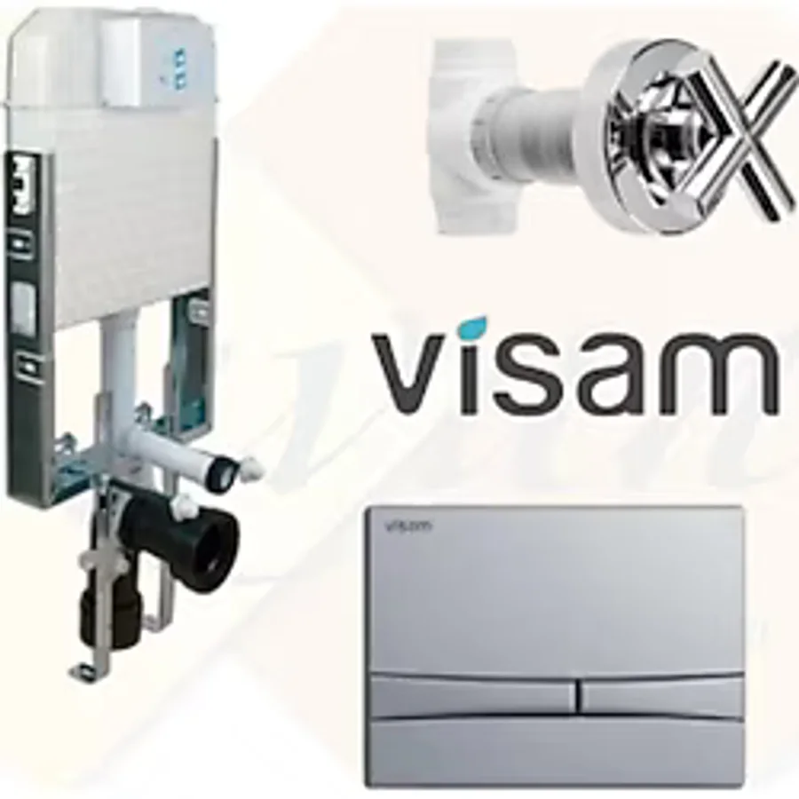 Visam Gömme Rezervuar Seti Slim 80 3/6 Lt + Mat Krom Kumanda Paneli + Ankastre Vana Seti Diğer Beyaz