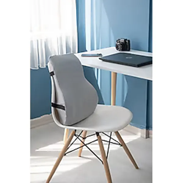 Visco Bel Yastığı Sırt Minderi Ortopedik Bel Minderi Ortopedik Sırt Yastığı %100 Visco Destek Minder - 45 x 30 cm - Açık Gri