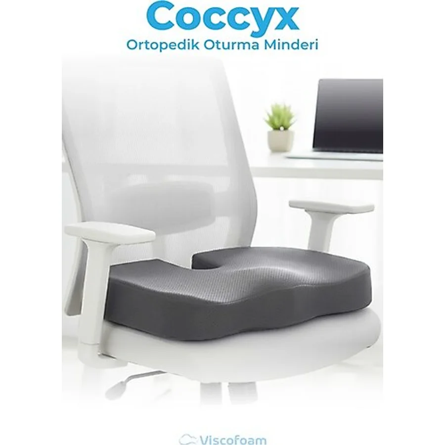 Viscofoam Ortopedik Oturma Minderi Hemeroid Kuyruk Sokumu Coccyx Oturma Minderi Visco Minder Gri