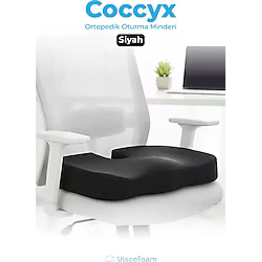 Viscofoam Ortopedik Oturma Minderi Hemeroid Kuyruk Sokumu Coccyx Oturma Minderi Visco Minder Siyah