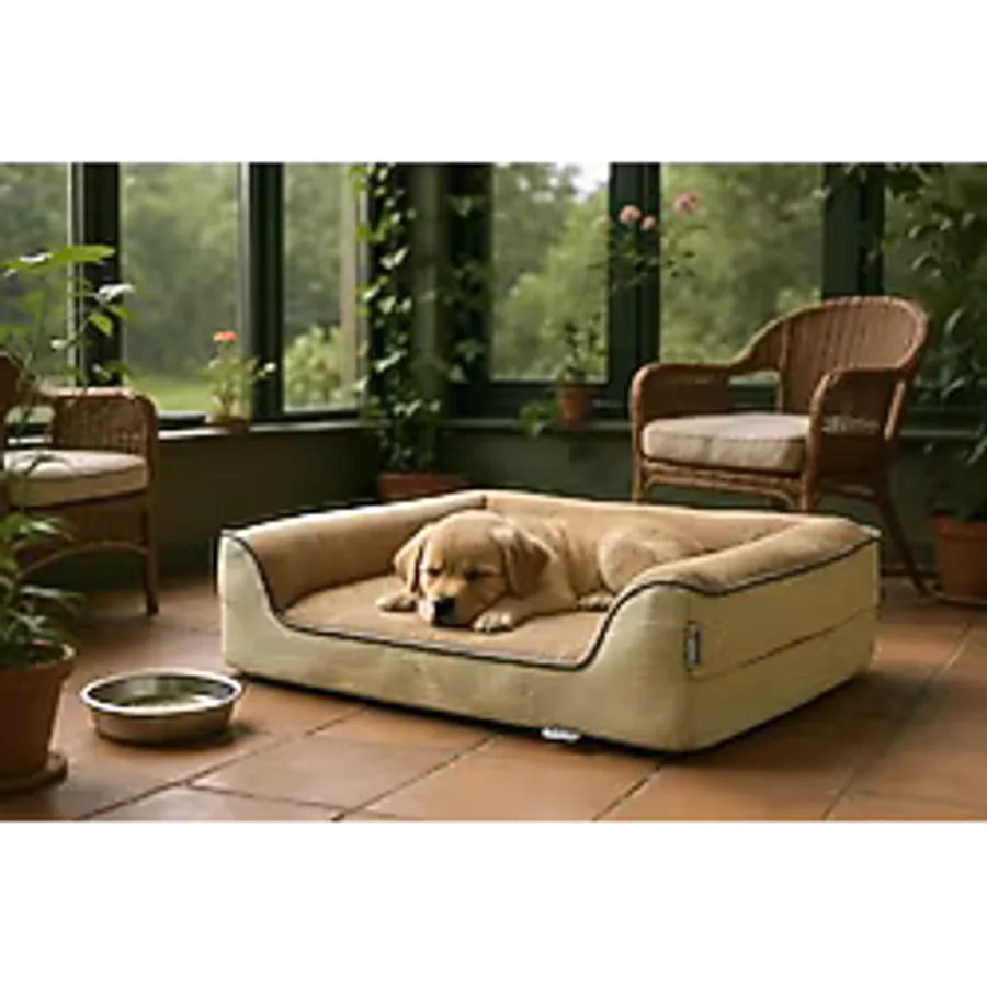 viscopet Premium Sofa Blok sungerli Alezli Fermuarlı Yıkanabilir Köpek Yatağı(S-kahvekrem-L)