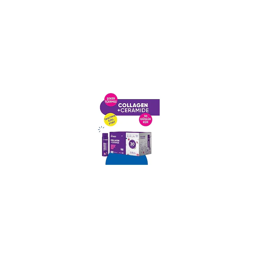 Vitago Kolajen Tip 1-3, Seramid, Vitamin ve Mineral İçeren Sıvı Takviye Edici Gıda 30x25 ml Shots