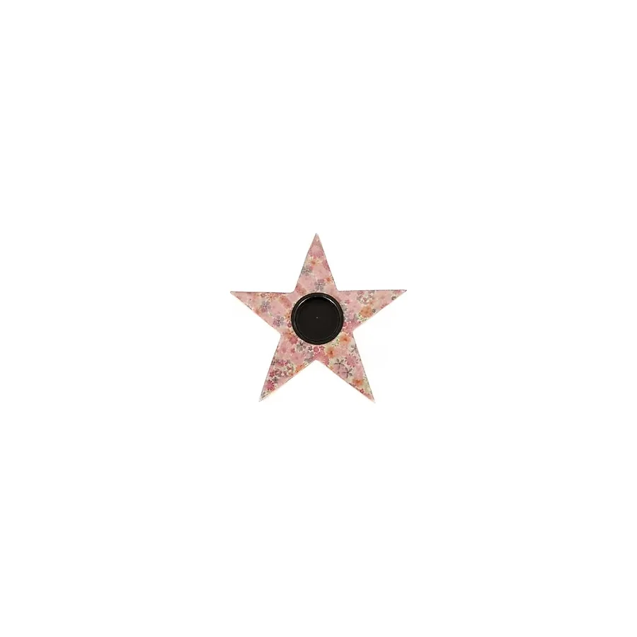 Vitale Şiva Çiçek Desenli Yıldız T-light Pembe 17x4 cm AK.FQ0011