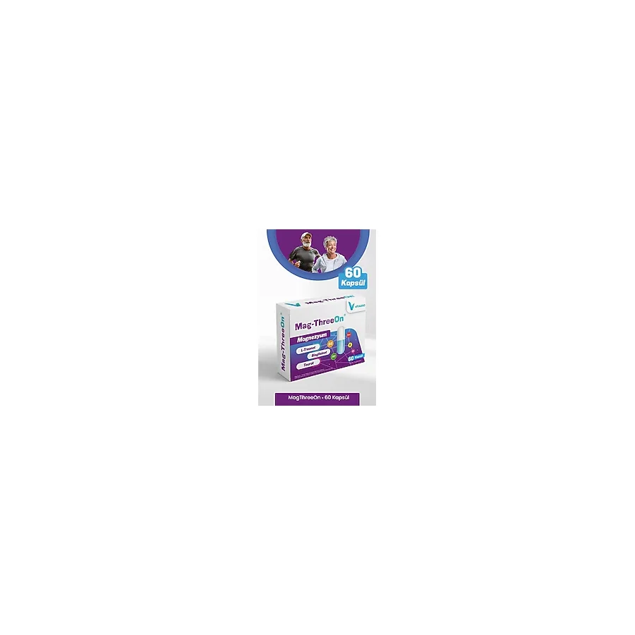 Vitasso Mag-Threeon 60 Kapsül Kutu MAGNEZYUM,B6,B12,C,D3,K2 Vitamin ve Mineral Gıda Takviyesi