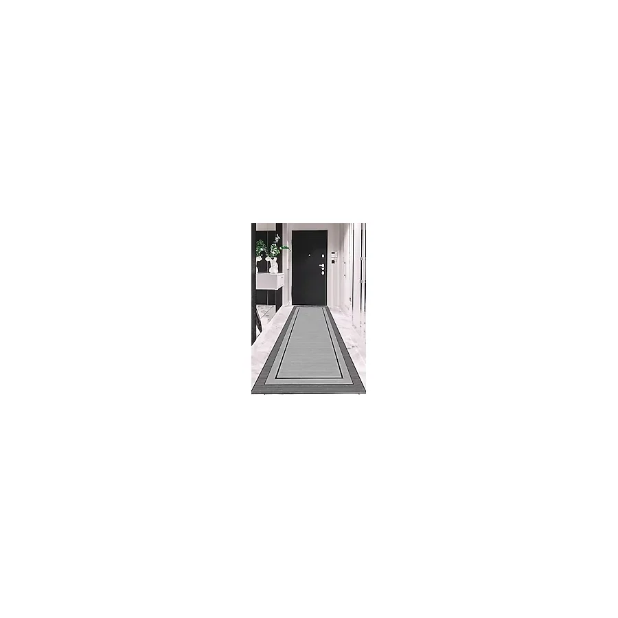 Viva Home Gri Kaymaz Tabanlı Yıkanabilir Leke Tutmaz Özel Ölçülü Kesme Rulo Yolluk Mutfak Halısı Ar1402, Gri, 80 X 300